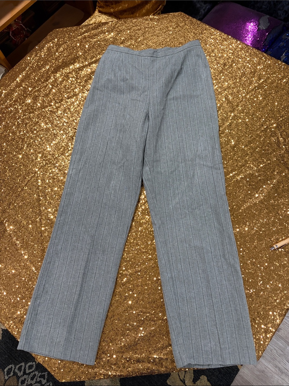 SO Women's Gray Pinstripe Trousers
